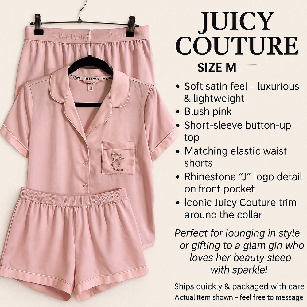 Juicy Couture Pink Satin Sleepwear Set – Size M